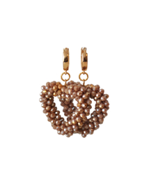 Creooltjes  24K goldplated en hart crystals bruin