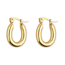 Kleine creolen ovaal stainless steel goldplated