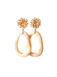 Oorbellen met oorsteker 24K goldplated en hanger resin