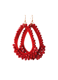 Oorbellen groot met crystals rood