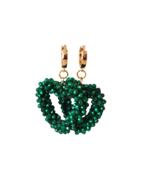 Creooltjes 24K goldplated en hart crystals donker groen