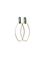 Creolen groen met hanger goldplated