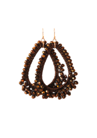 Oorbellen met crystals bruin goud