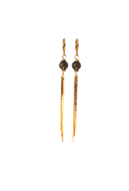 Oorbellen met rookkwarts en tassel 24K goldplated