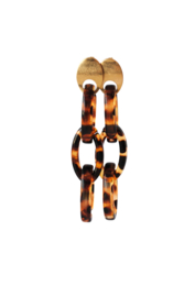 Oorbellen met 3 schakels leopard print