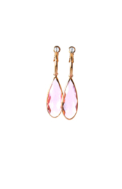 Creolen goldplated met glas druppel roze