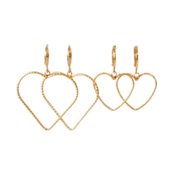 Oorbellen met hart klein 24K goldplated met creooltje