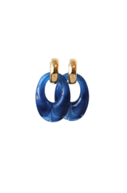 Creolen 24K goldplated en hanger blauw