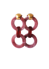 Oorbellen oud roze/ bordeauxrood