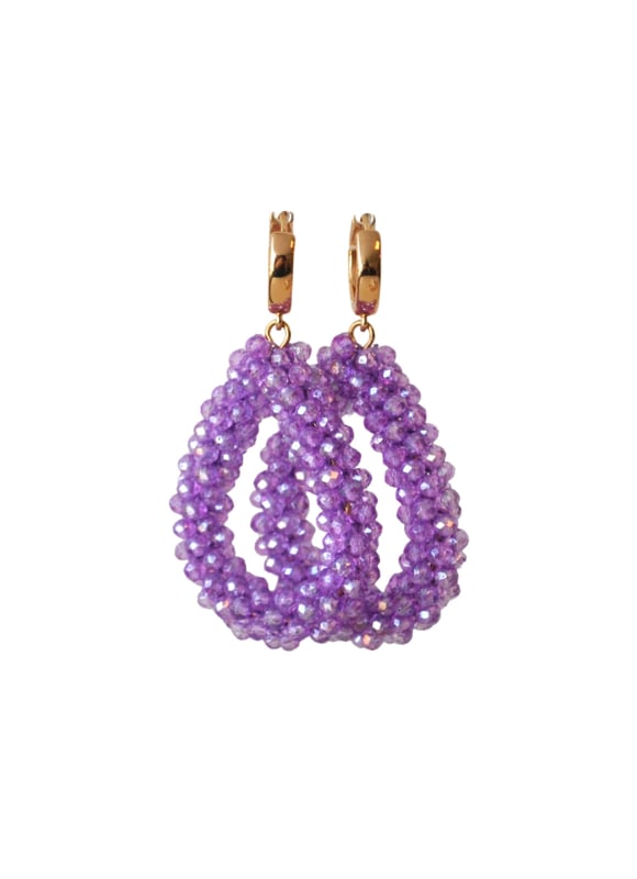 Creooltjes 24K goldplated en druppel  crystals lila