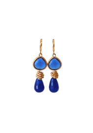 Oorbellen met crystal en jade blauw