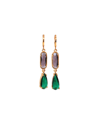 Oorbellen met crystal paars/groen