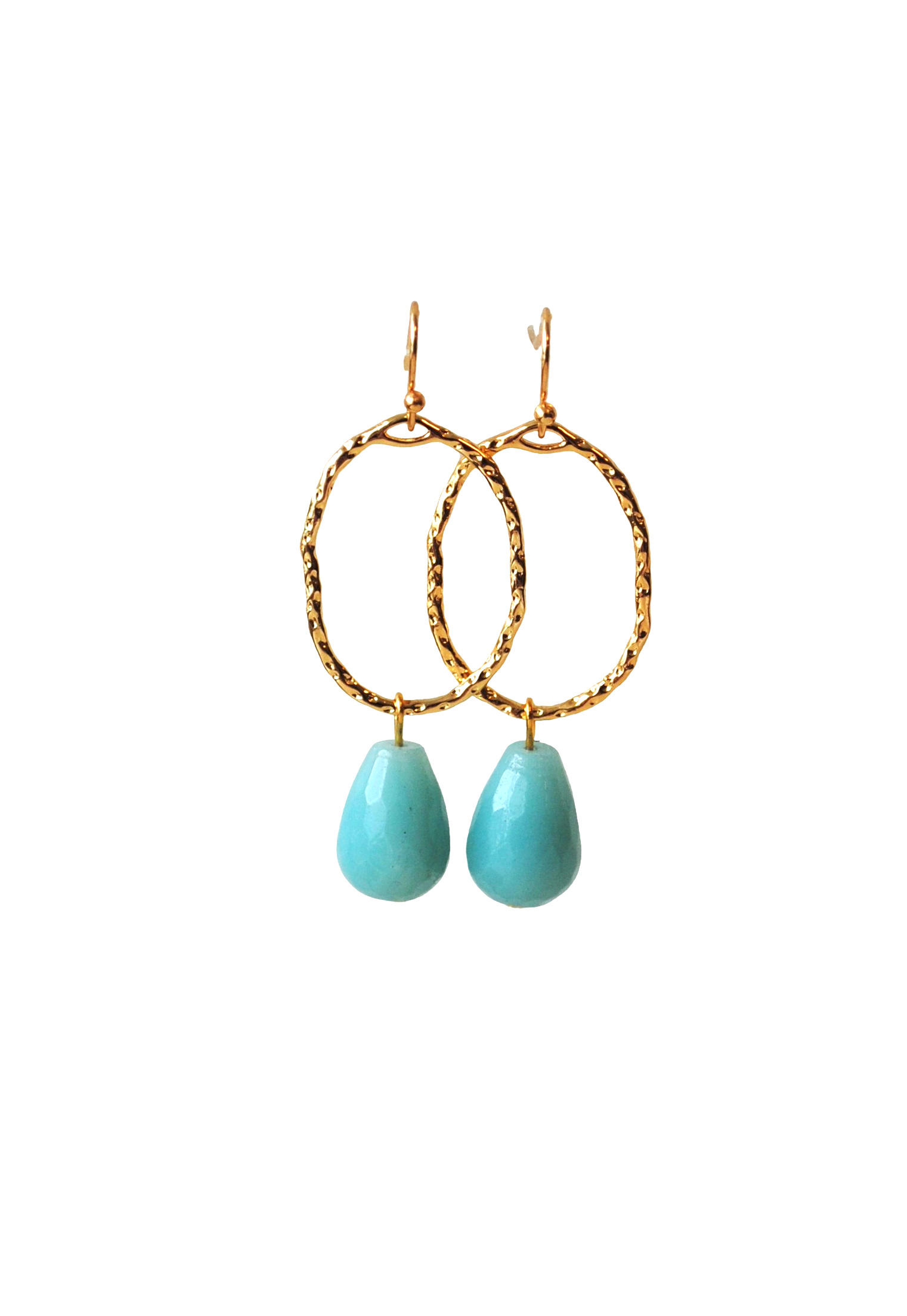 Oorbellen met tussenstuk 24K goldplated en druppel amazoniet