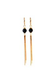 Oorbellen met swarovski crystal zwart en tassel 24K goldplated