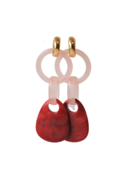 Statement earrings rood/roze met creooltje 24K goldplated