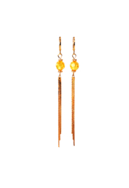 Oorbellen met swaroski crystal geel en tassel 24K goldplated