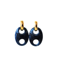 Creolen met hanger resin blauw