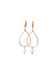 Oorbellen met druppel 24K goldplated en rozenkwarts