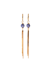 Oorbellen met swarovski crystal paars en tassel 24K goldplated