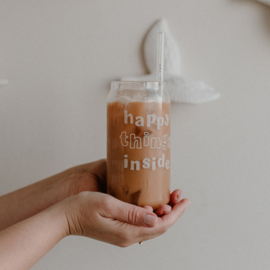Hoog glas happy things inside
