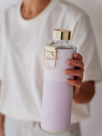 Glazen fles met cover lila