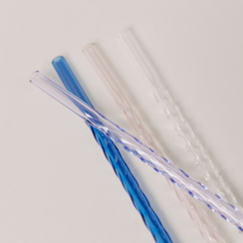 Glazen rietjes gedraaid - roze, lila, blauw & transparant