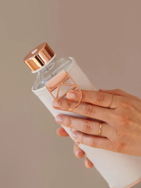 Glazen fles met cover lava