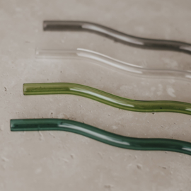 Glazen rietjes golvend - donkergroen, lichtgroen, antraciet & transparant