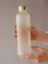 Glazen drinkfles ginkgo