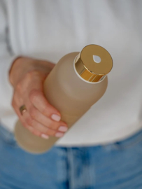 Glazen drinkfles ginkgo