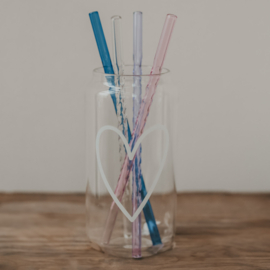 Glazen rietjes gedraaid - roze, lila, blauw & transparant