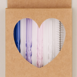 Glazen rietjes gedraaid - roze, lila, blauw & transparant
