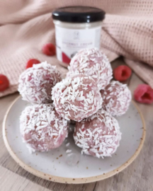 Coconut-raspberry bliss balls