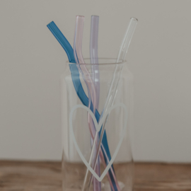 Glazen rietjes golvend - roze, lila, blauw & transparant