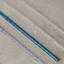 Glazen rietjes gedraaid - roze, lila, blauw & transparant
