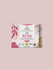 Cacao crudo chocolade met roze Himalayazout & cacao nibs
