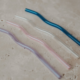 Glazen rietjes golvend - roze, lila, blauw & transparant