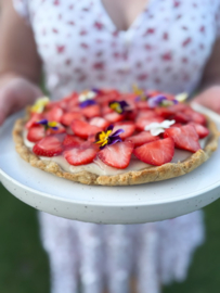 Aardbeientaart met vanille pudding