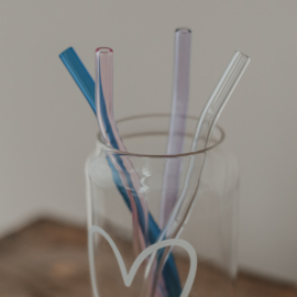 Glazen rietjes golvend - roze, lila, blauw & transparant