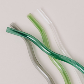 Glazen rietjes golvend - donkergroen, lichtgroen, antraciet & transparant