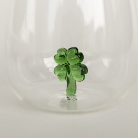 Drinkglas met klavertjevier figuur
