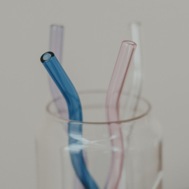 Glazen rietjes golvend - roze, lila, blauw & transparant
