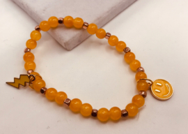 gele bliksem glaskralen armband 17 cm