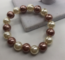 wit met roze parel armband 16 cm