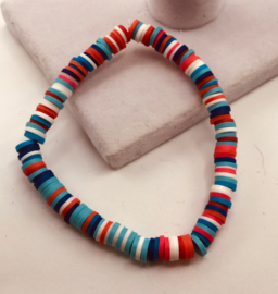 rood, wit, lichtblauwe armband