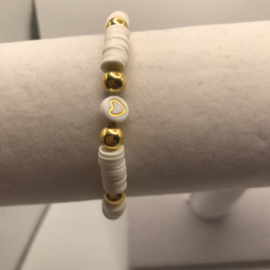 witte heishi kralen met goud