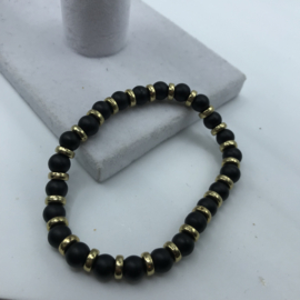 black  acryl kralen armband 17 cm