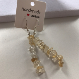citrine chips oorbellen