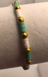 groen en witte heishi armband 17cm