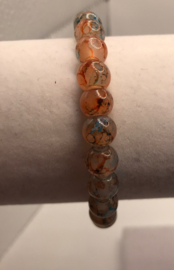 oranje met blauwe glaskralen armband